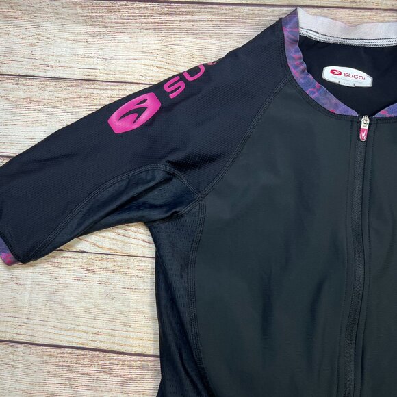 Sugoi Womens Cycling Tri Suit Large Black Pink One Piece Triathlon Padded Shorts - Picture 13 of 16